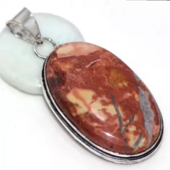 Jewelry - 327 ❤️ 2" Birds Eye Jasper Gemstone Crystal Stone Pendant Necklace